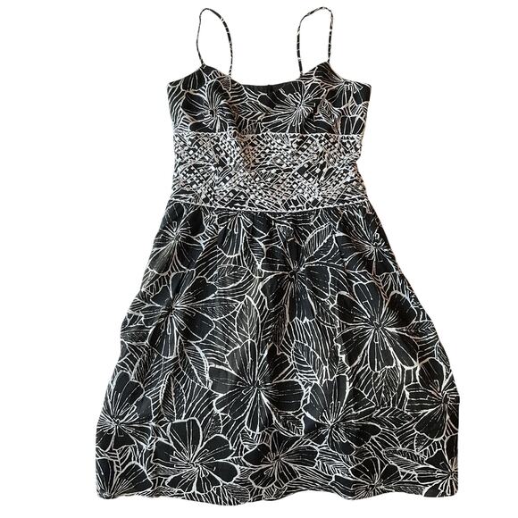 Positive Attitude Women Midi Dress 6 Tall Black Floral Fit & Flare Sleeveless - Picture 1 of 8